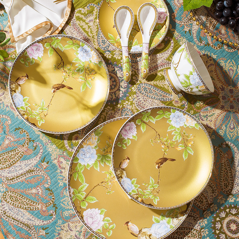 Bone china light luxury tableware gift box set 4