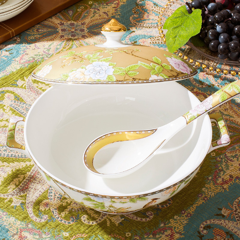 Bone china light luxury tableware gift box set 4