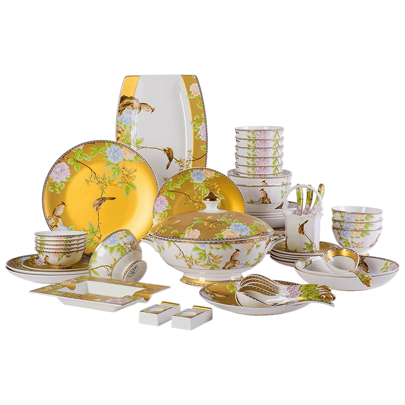 Bone china light luxury tableware gift box set 4