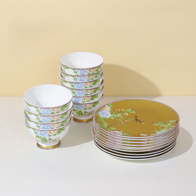 Bone china light luxury tableware gift box set 4