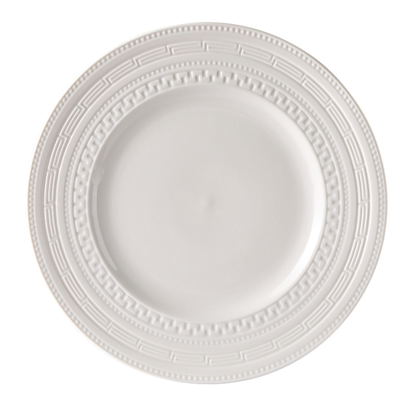 Pure white embossed household tableware set 1
