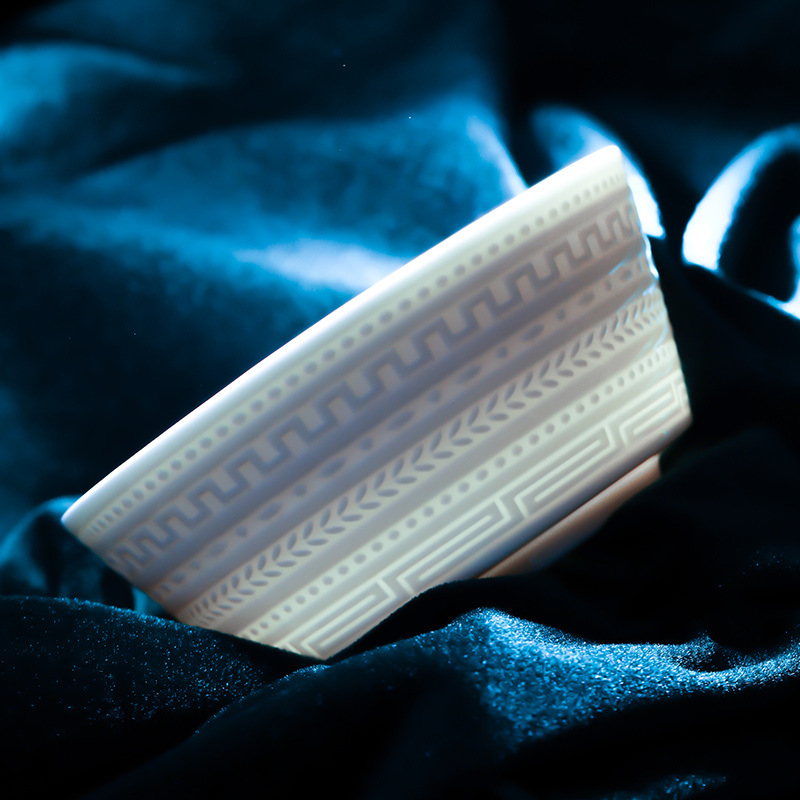 Pure white embossed household tableware set 1