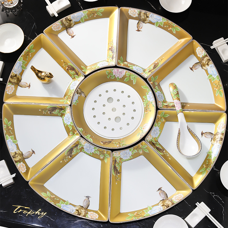 Home reunion dinner fan-shaped tableware set 20 01