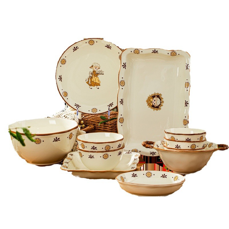 Household cream style ceramic tableware 12
