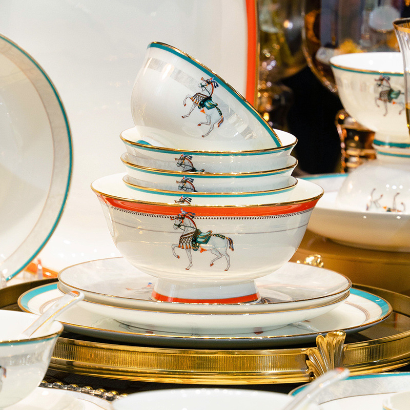 Light luxury bone china bowl and plate set 19 02