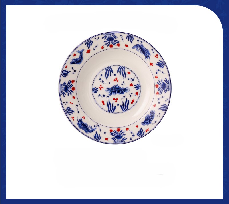 Blue and white fish and algae pattern tableware 33