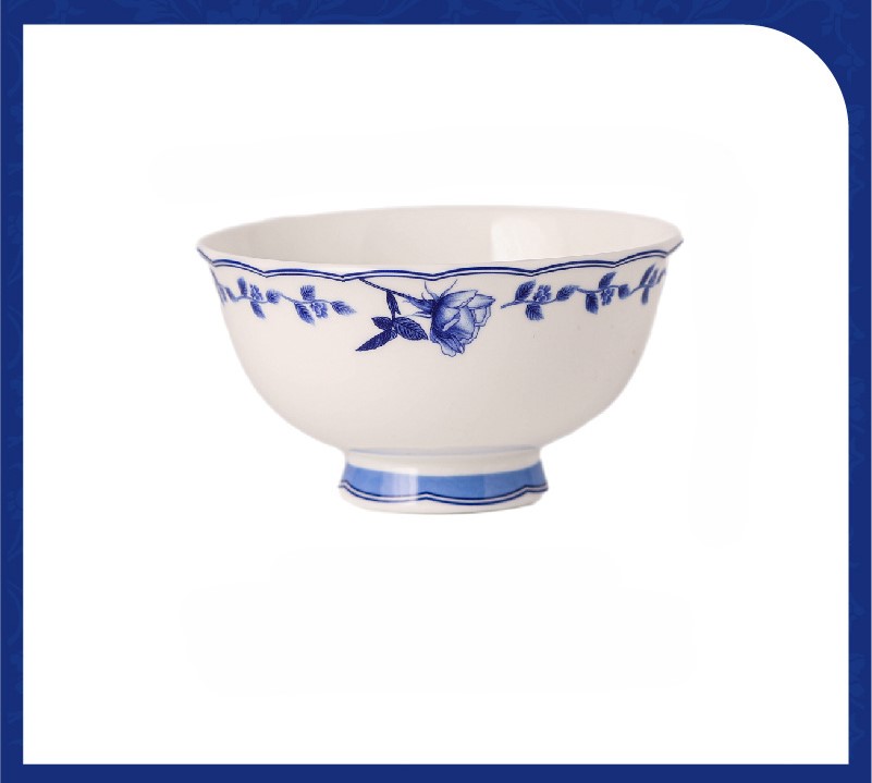 Blue and white rose bowl 36 02