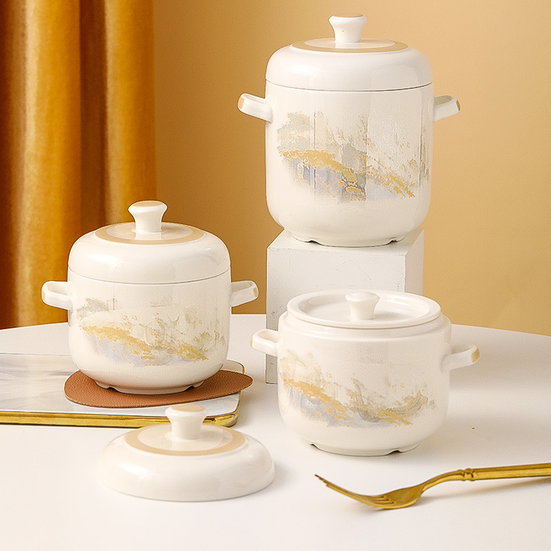 Double handles with lid water stew pot 57 02